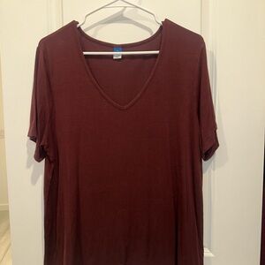 Old Navy Maroon V-Neck Tee